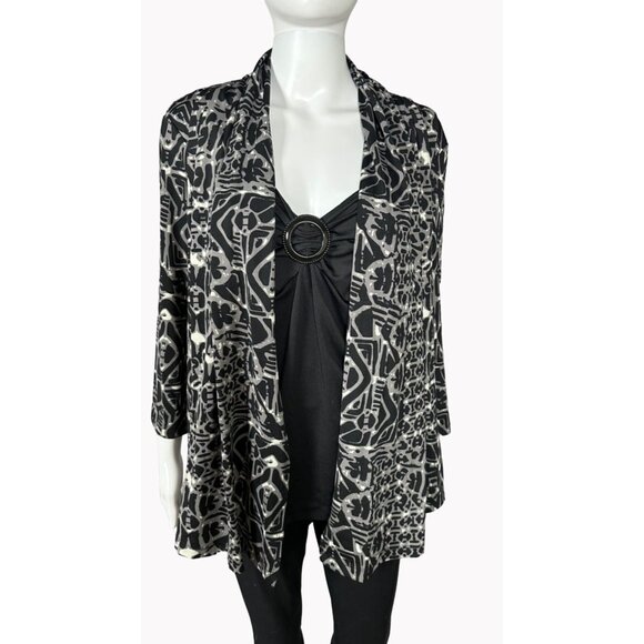 Notations Womens L Stretch Pullover Blouse Top Layered Look Knit Shirt - Picture 3 of 9